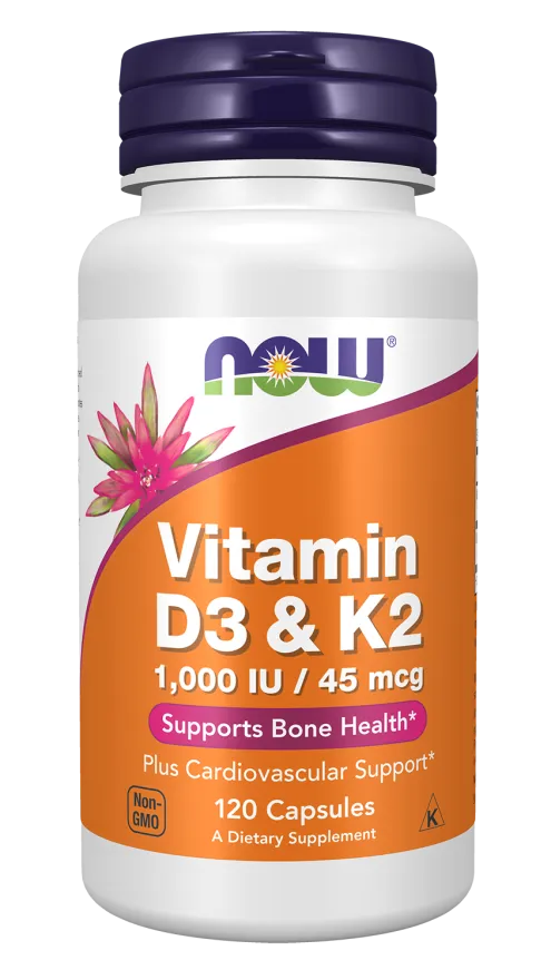 [733739003690] NOW Foods Vit D-3 / K2 1000 IU/45 MCG 120 VCAPS