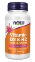 NOW Foods Vit D-3 / K2 1000 IU/45 MCG 120 VCAPS